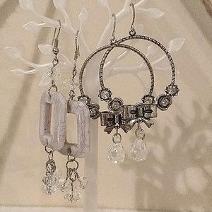 Faux marble and Betsy Johnson style earrings